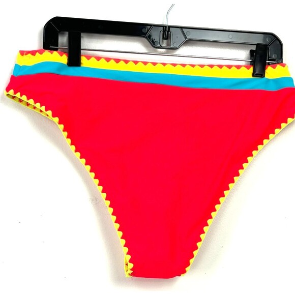 New Popvil Womens Colorblock Swimsuit Bottom Size XL Yellow Pink 1193H2 - Picture 5 of 12
